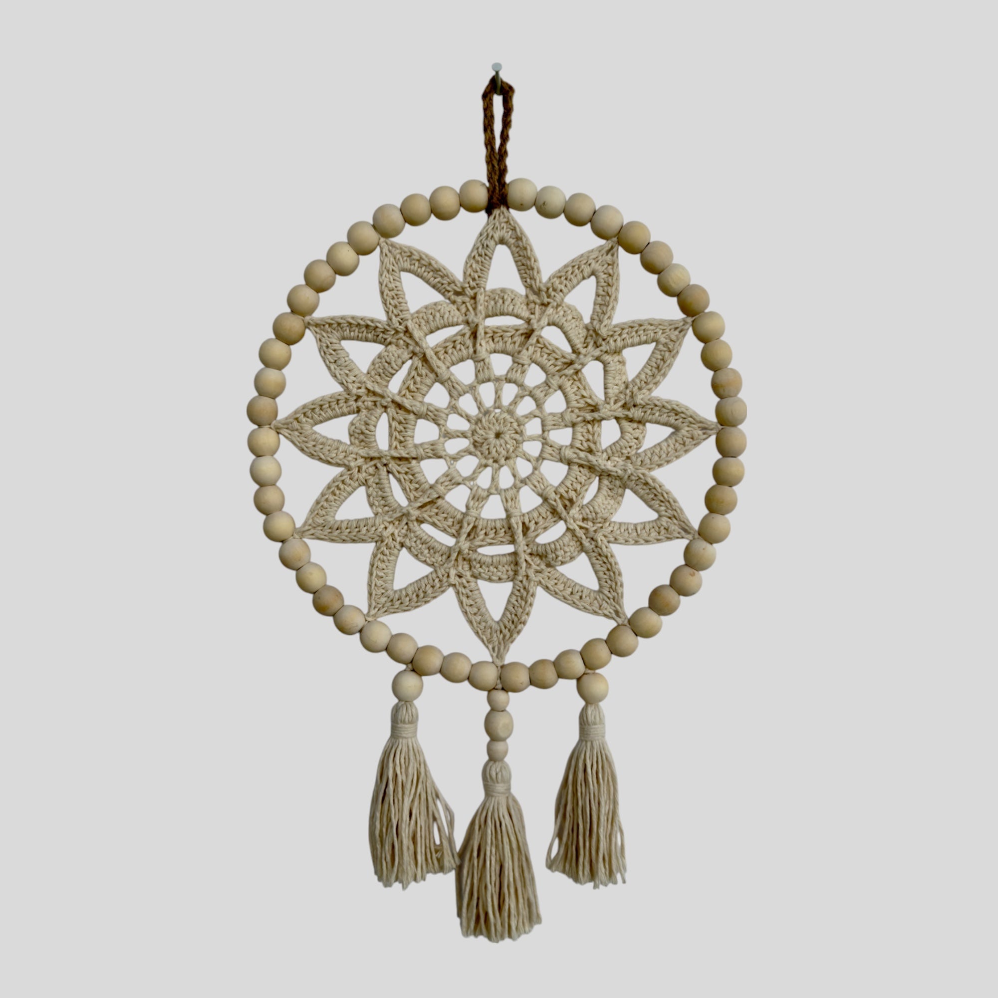 10 Inch Wood Bead Frame Macrame Dreamcatcher Nursery Decor - Rosetta Creative Boutique